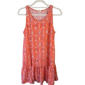 Mambo Coral Sleeveless Drop Waist Patterned Dress Size 10 Boho Festival Beach